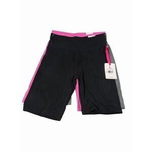 justice girls 3 pack cotton bike shorts size large 10 14 black pink grey